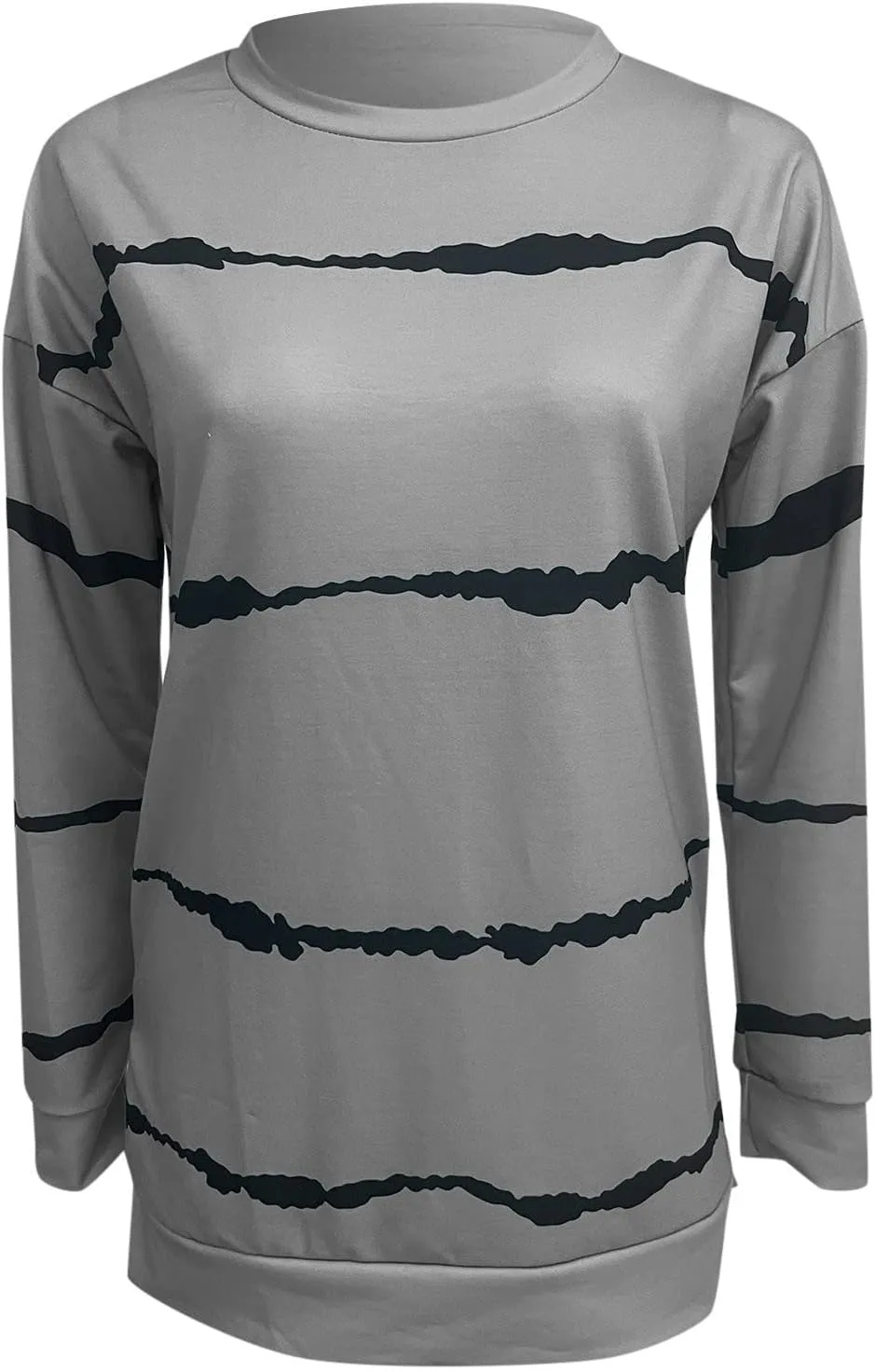 Long Sleeve Shirts for Womens, Women Casual Long Sleeve Crewneck Sweatshirt Striped Printed Loose Pullover Tops Shirts