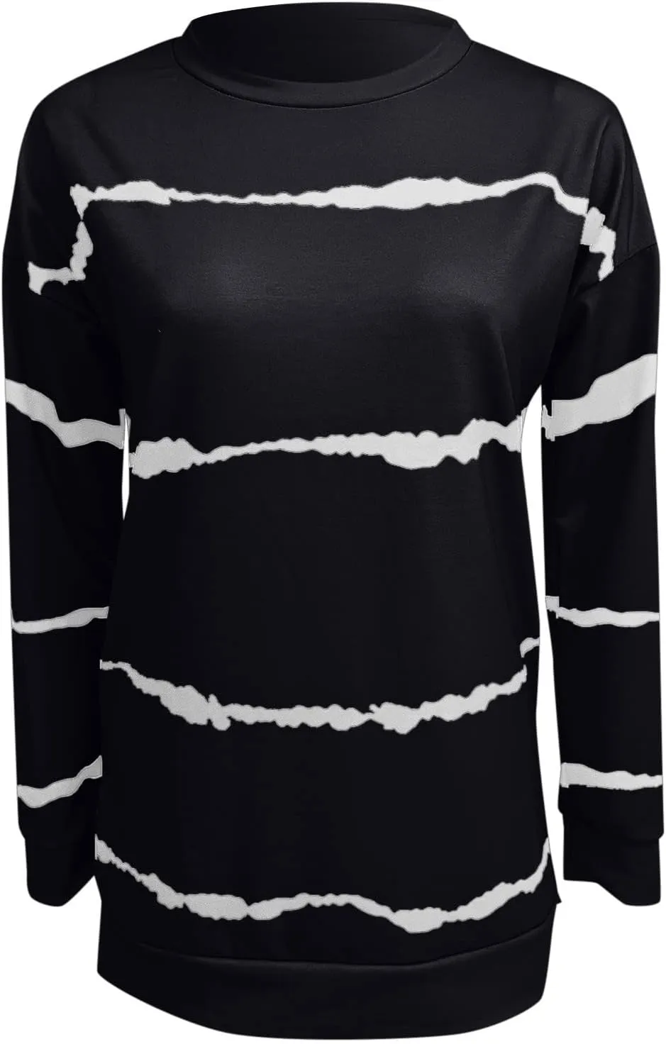 Long Sleeve Shirts for Womens, Women Casual Long Sleeve Crewneck Sweatshirt Striped Printed Loose Pullover Tops Shirts
