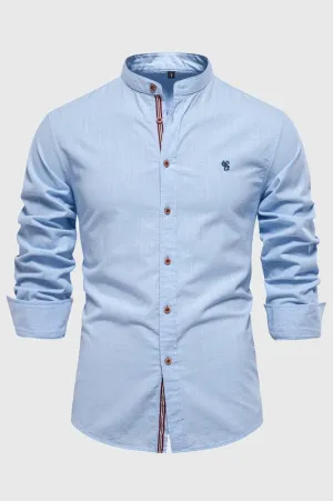 Long Sleeve Solid Button Down Shirt-X5S1080