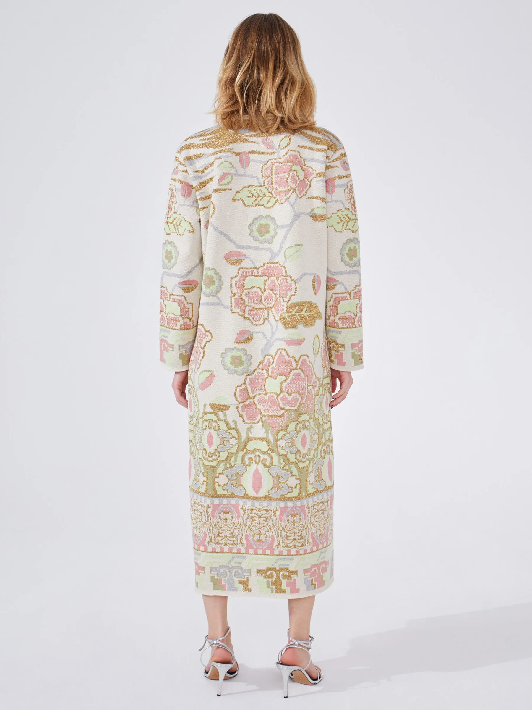 Lotus Carpet Cotton Jacquard Coat Ecru