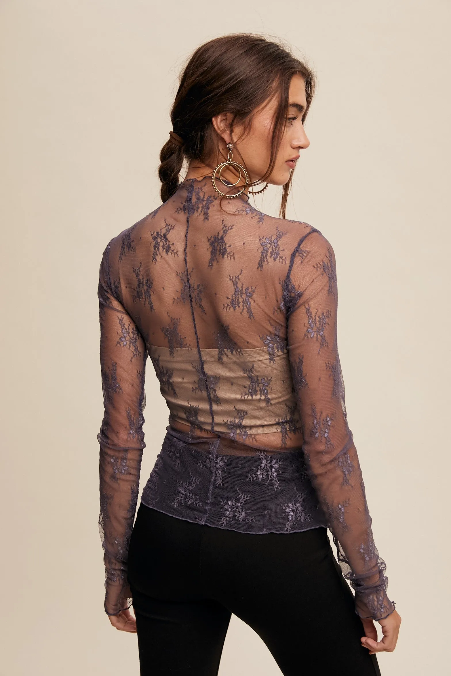 Luna Lace Mock Neck Layering Top