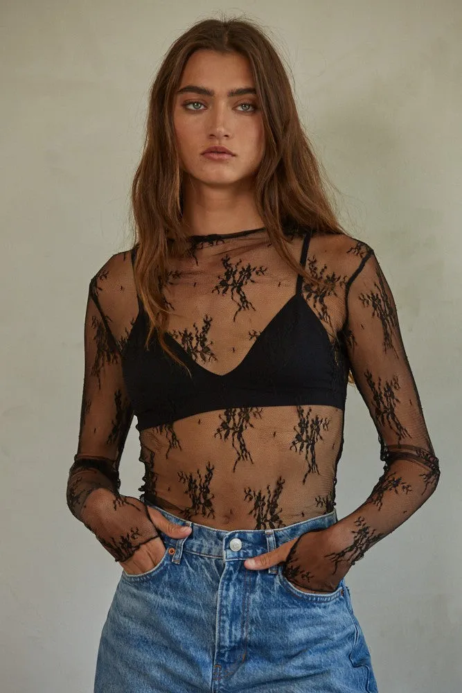 Luna Lace Mock Neck Layering Top