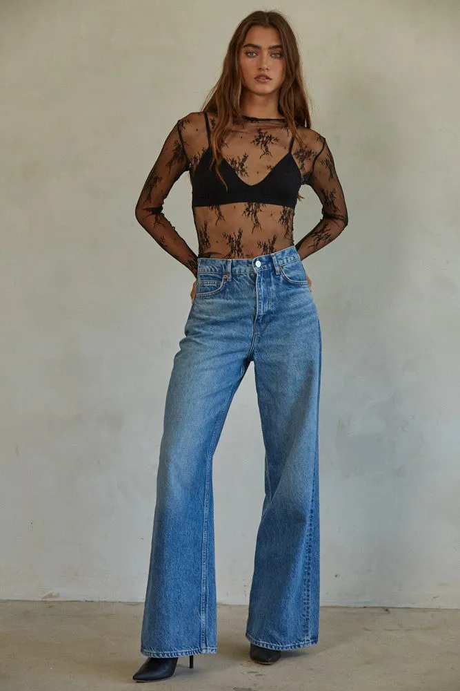 Luna Lace Mock Neck Layering Top