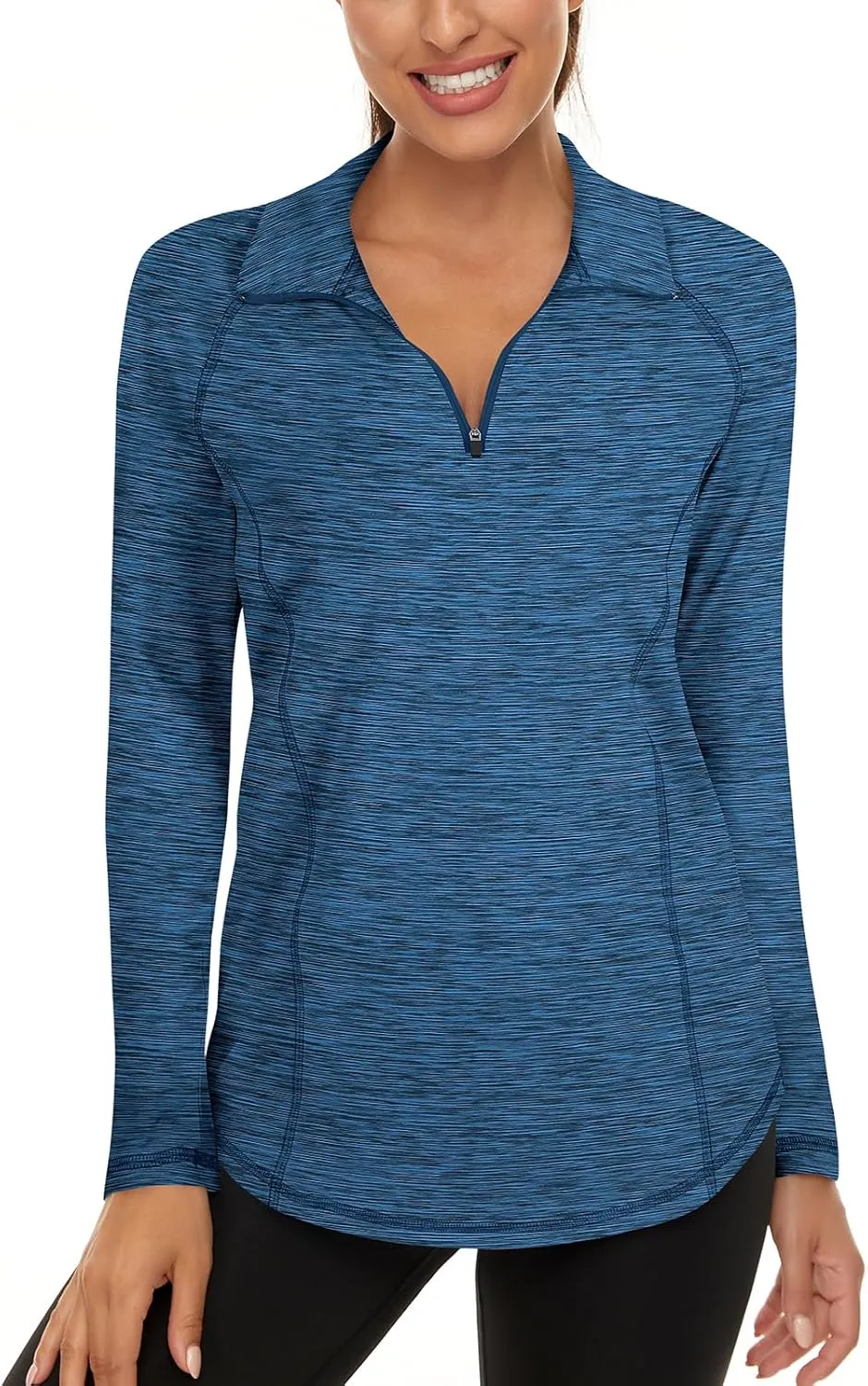 LURANEE Womens UPF 50  Long Sleeve 1/4 Zip Pullover Athletic Hiking Running Workout Tops