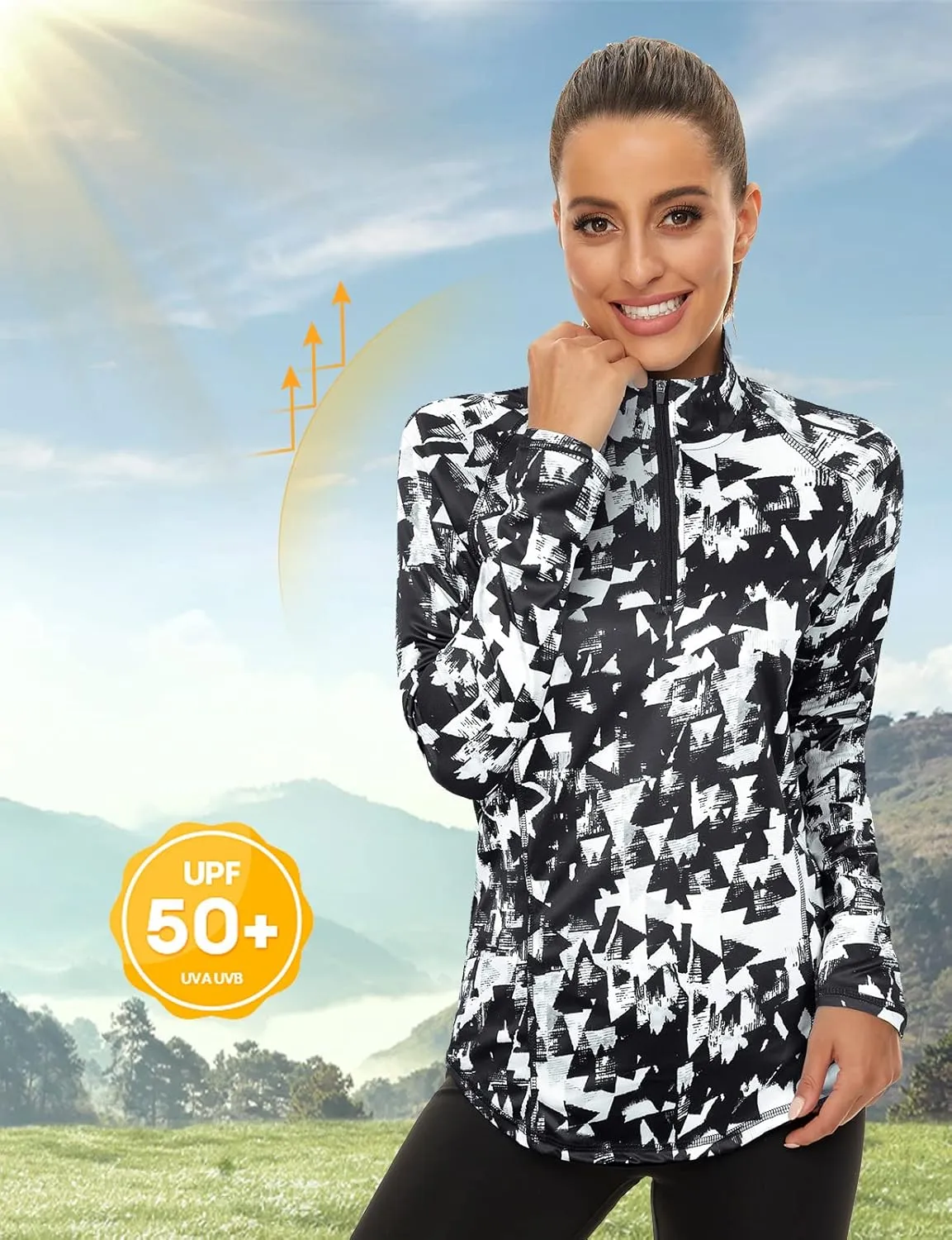 LURANEE Womens UPF 50  Long Sleeve 1/4 Zip Pullover Athletic Hiking Running Workout Tops