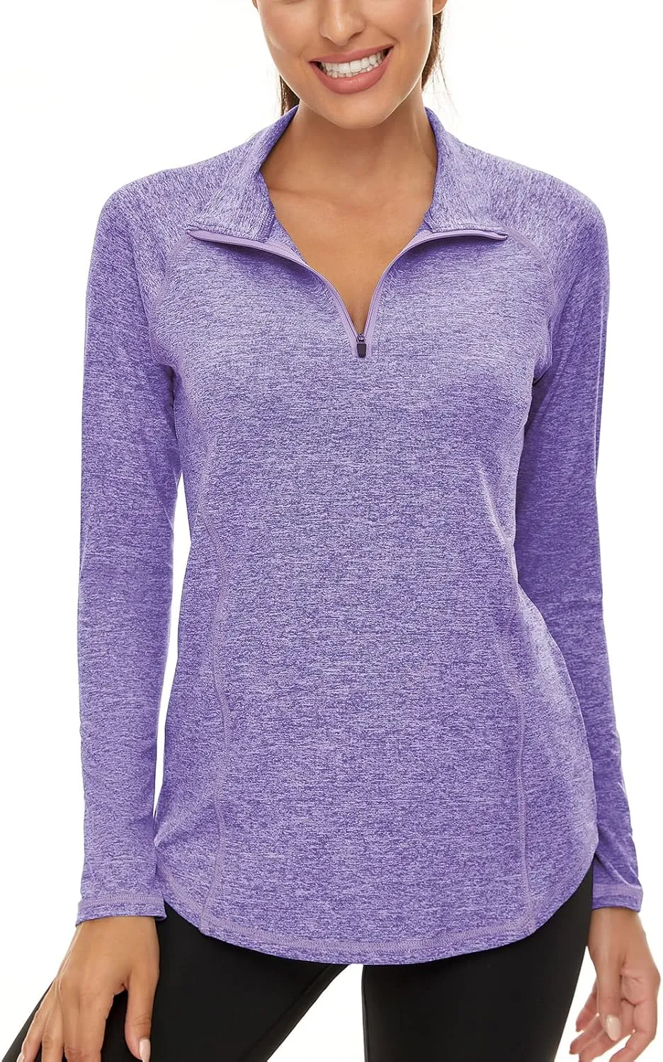 LURANEE Womens UPF 50  Long Sleeve 1/4 Zip Pullover Athletic Hiking Running Workout Tops