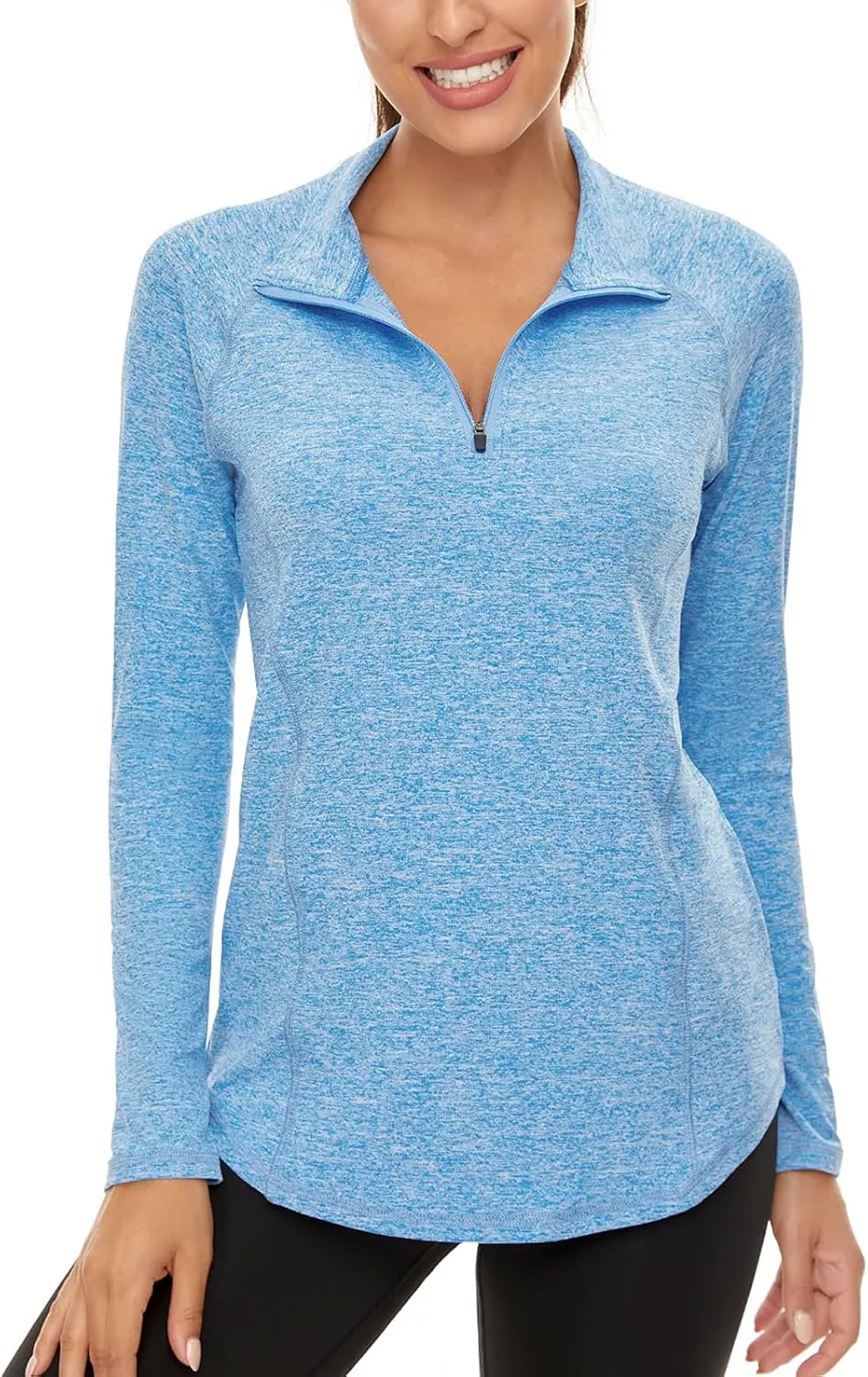 LURANEE Womens UPF 50  Long Sleeve 1/4 Zip Pullover Athletic Hiking Running Workout Tops
