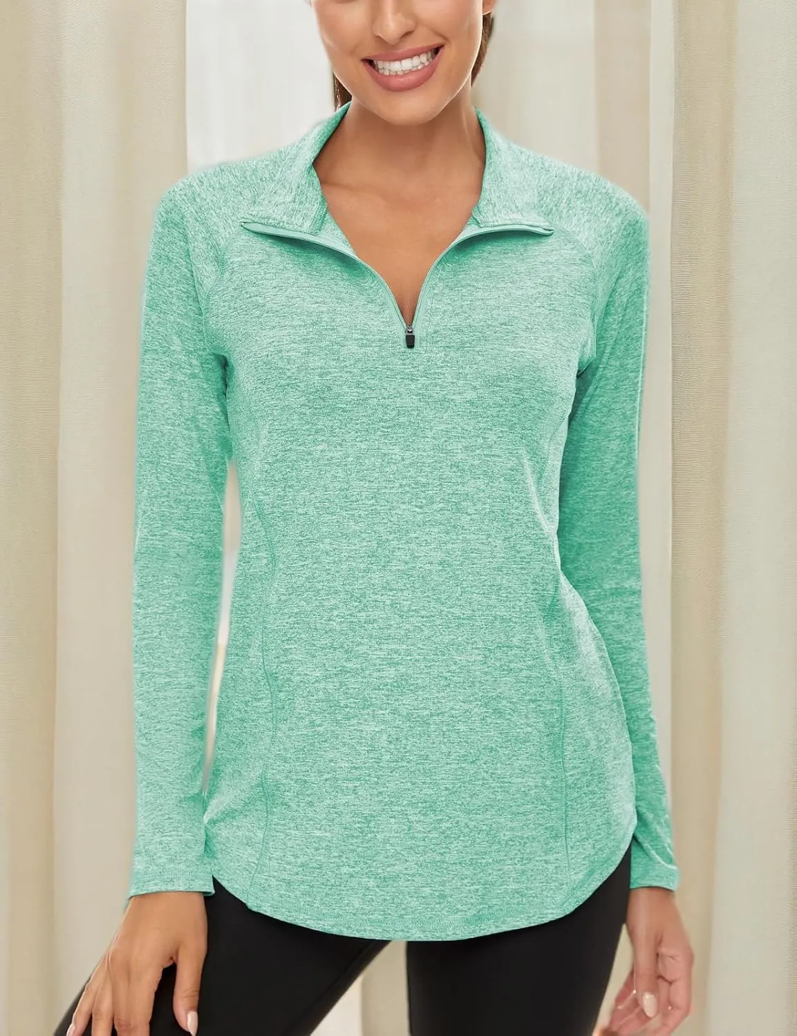 LURANEE Womens UPF 50  Long Sleeve 1/4 Zip Pullover Athletic Hiking Running Workout Tops