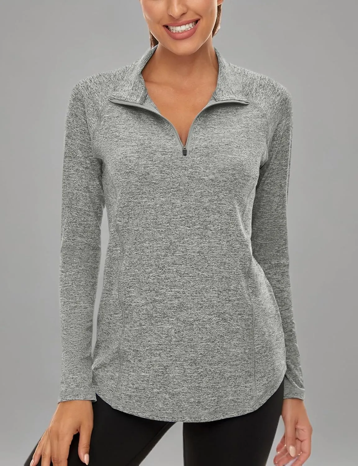 LURANEE Womens UPF 50  Long Sleeve 1/4 Zip Pullover Athletic Hiking Running Workout Tops