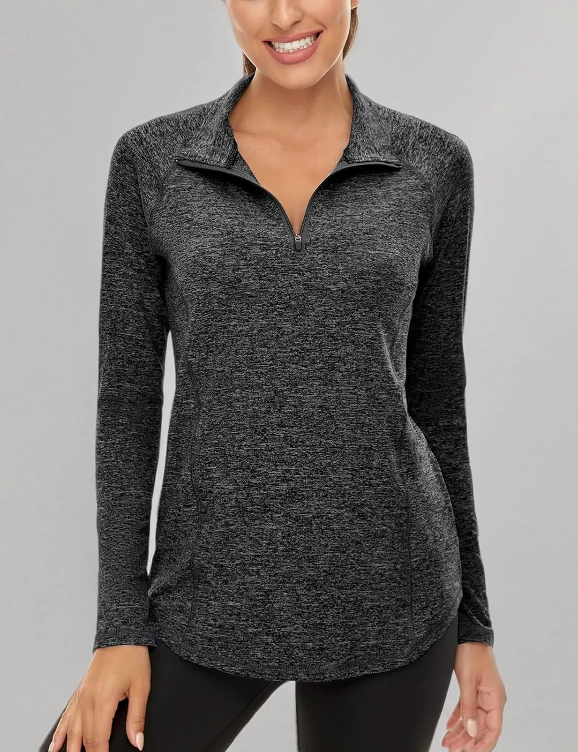 LURANEE Womens UPF 50  Long Sleeve 1/4 Zip Pullover Athletic Hiking Running Workout Tops