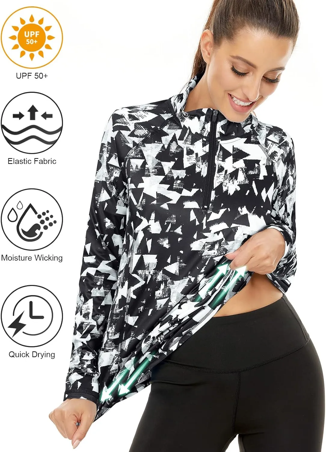 LURANEE Womens UPF 50  Long Sleeve 1/4 Zip Pullover Athletic Hiking Running Workout Tops