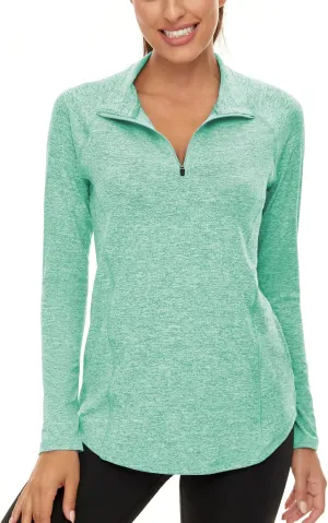 LURANEE Womens UPF 50  Long Sleeve 1/4 Zip Pullover Athletic Hiking Running Workout Tops