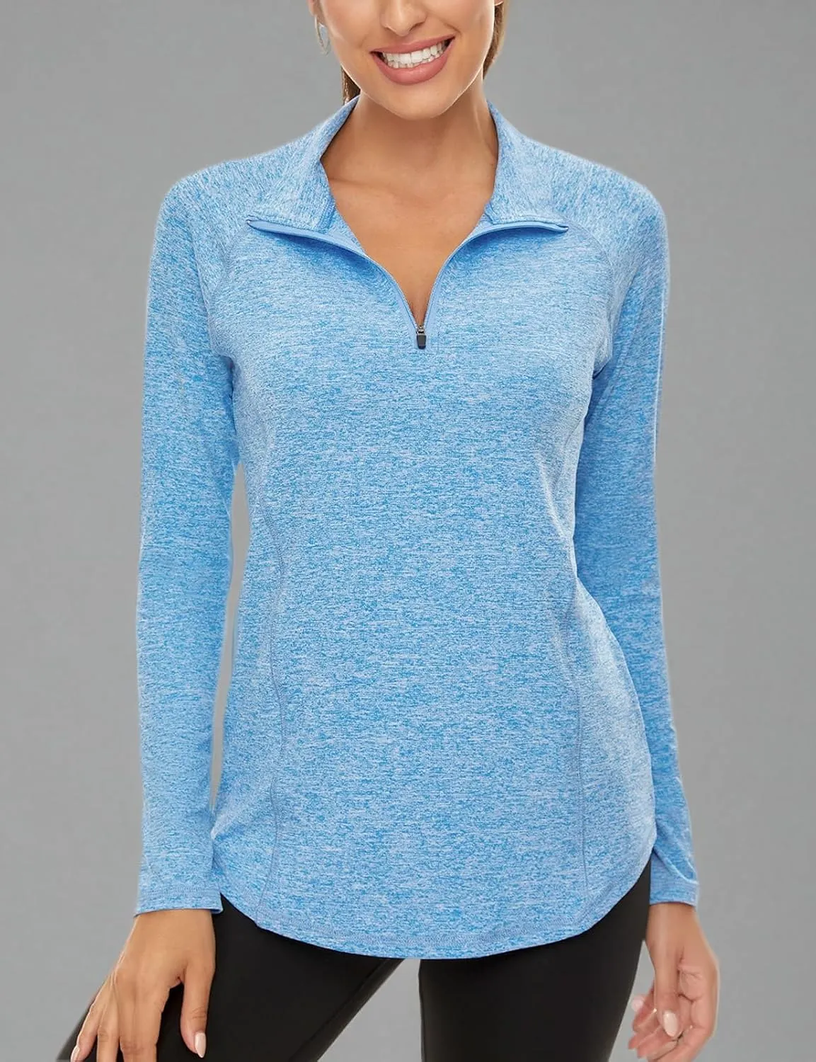 LURANEE Womens UPF 50  Long Sleeve 1/4 Zip Pullover Athletic Hiking Running Workout Tops
