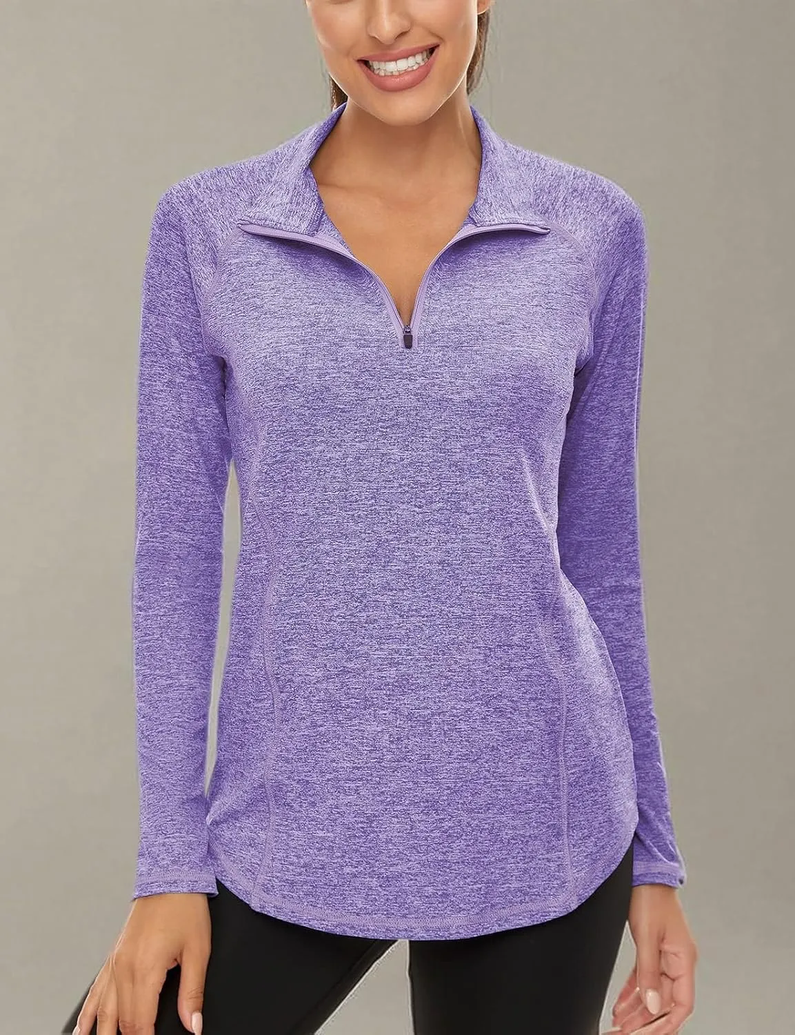 LURANEE Womens UPF 50  Long Sleeve 1/4 Zip Pullover Athletic Hiking Running Workout Tops