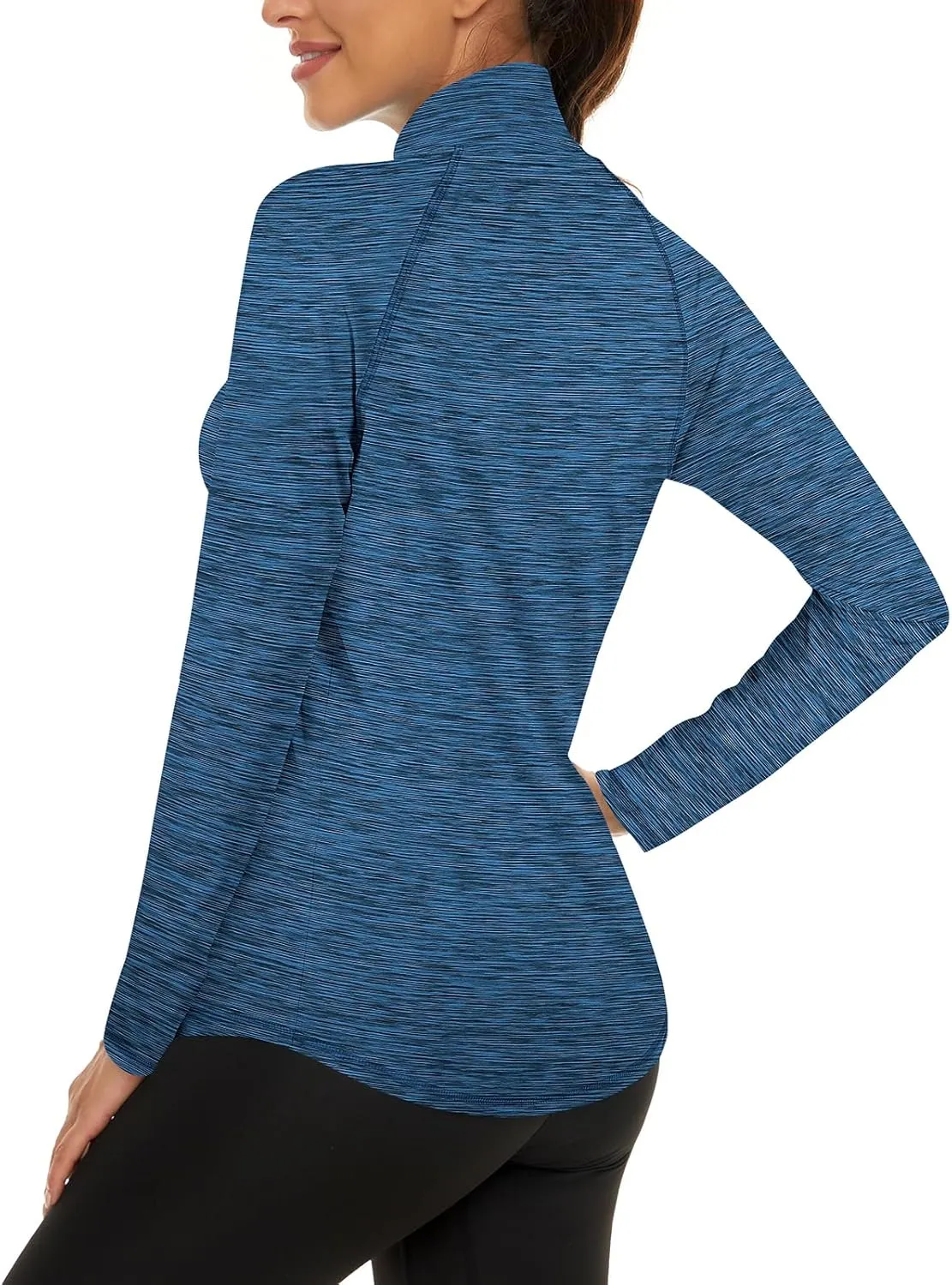 LURANEE Womens UPF 50  Long Sleeve 1/4 Zip Pullover Athletic Hiking Running Workout Tops