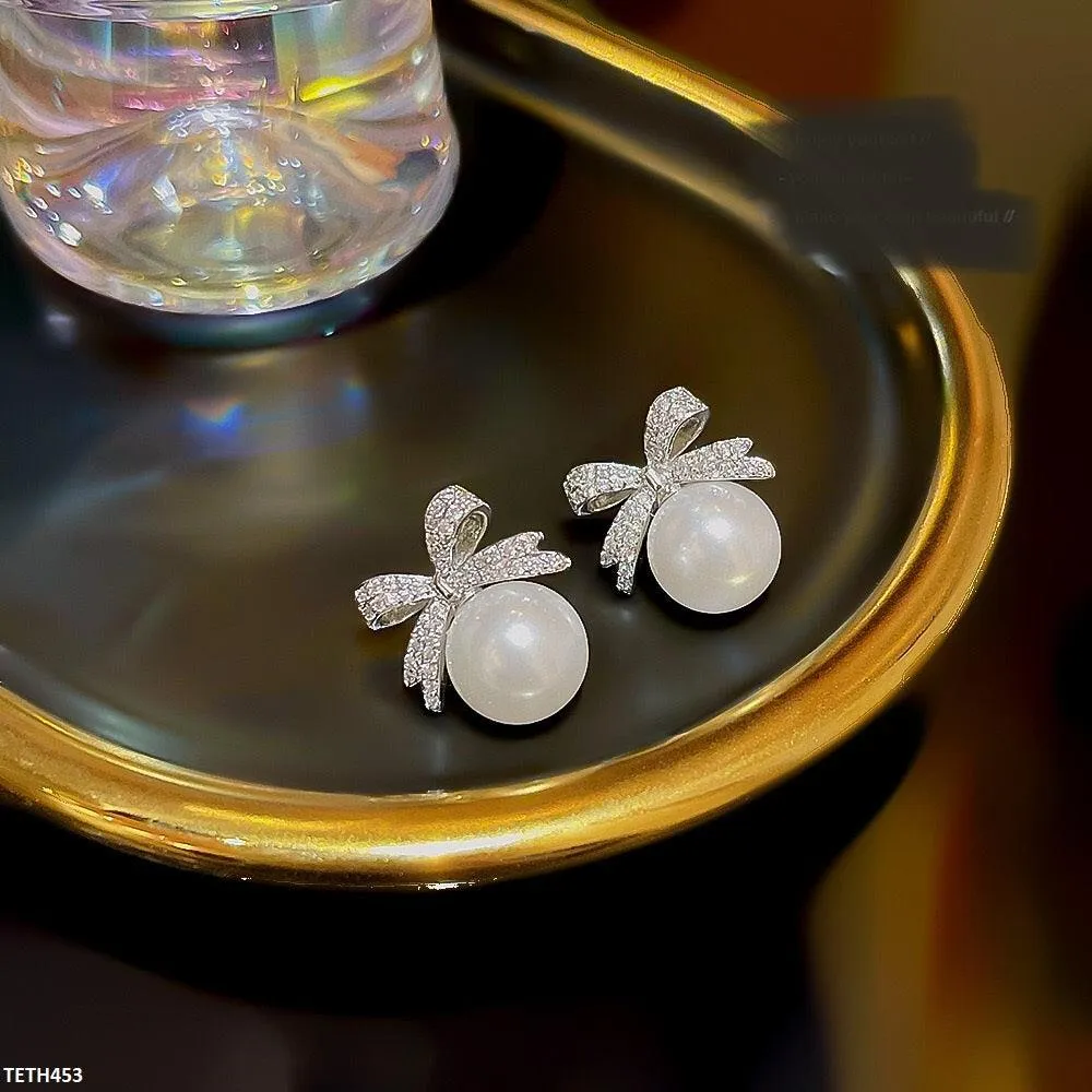 Luxury Pearl Bow/Pearl Stud Tops
