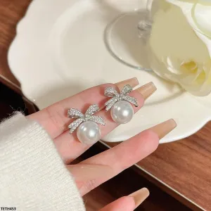 Luxury Pearl Bow/Pearl Stud Tops
