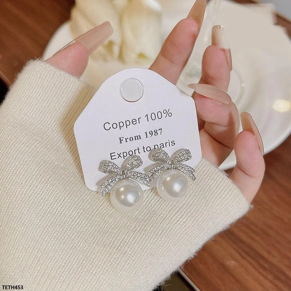 Luxury Pearl Bow/Pearl Stud Tops