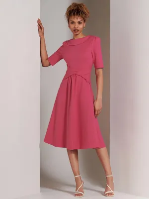 Maayan Fold Neck Dress, Hot Pink