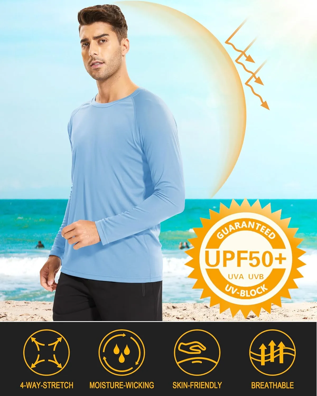 MAGCOMSEN Men's Long Sleeve Shirts UPF 50  UV Sun Protection Athletic Shirts for Hiking Running Workout Rash Guard