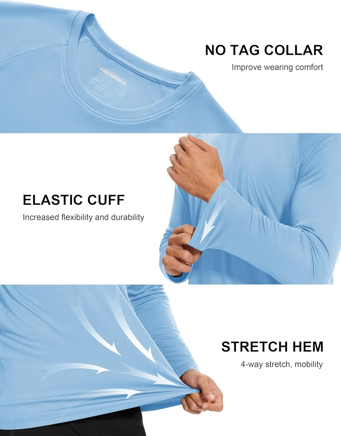 MAGCOMSEN Men's Long Sleeve Shirts UPF 50  UV Sun Protection Athletic Shirts for Hiking Running Workout Rash Guard