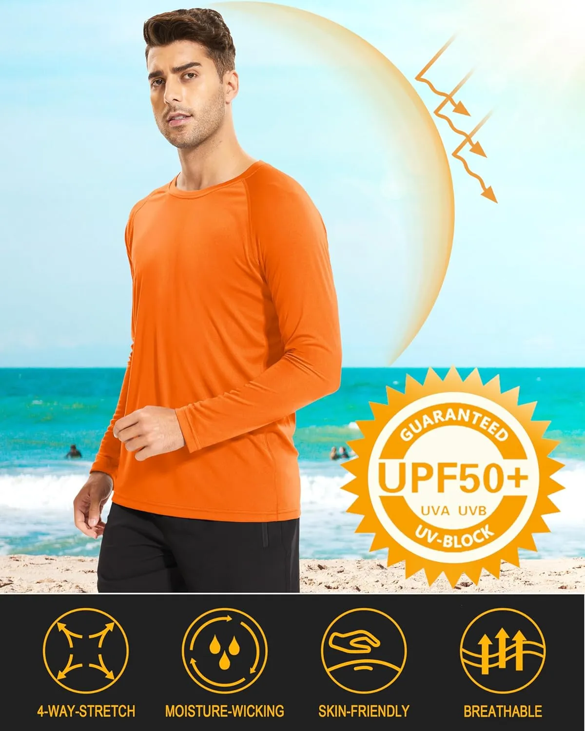 MAGCOMSEN Men's Long Sleeve Shirts UPF 50  UV Sun Protection Athletic Shirts for Hiking Running Workout Rash Guard