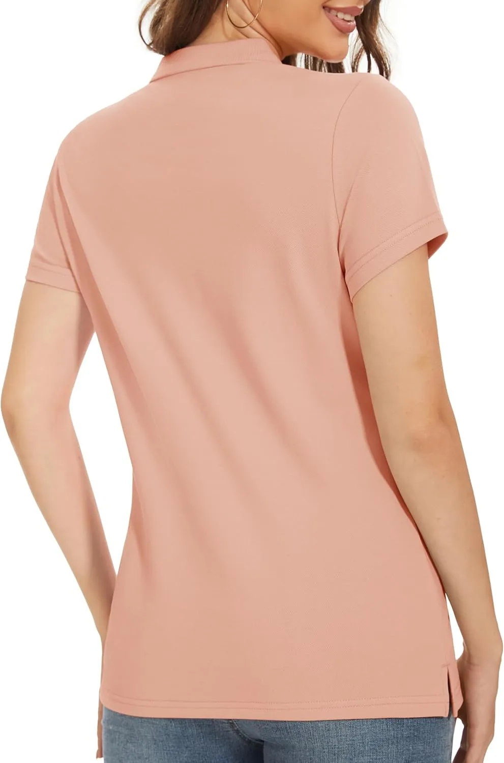 MAGCOMSEN Women's Polo Shirts Cotton 3-Button Short Sleeve Collared Tops Summer Cool Shirt Uniform Casual Shirts
