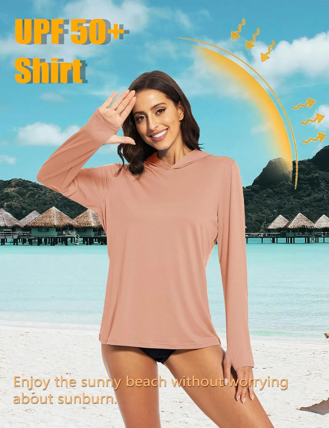 MAGCOMSEN Women's Sun Hoodie UPF 50  Rash Guard T Shirts Long Sleeve Athletic Hiking UV Protection Shirts