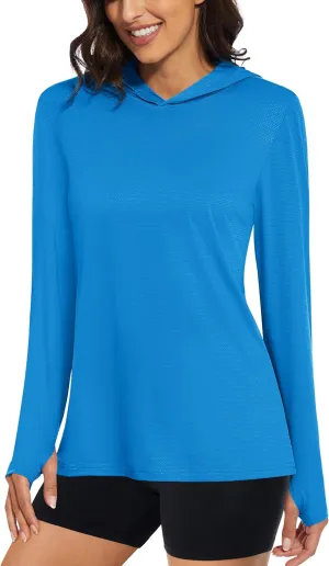 MAGCOMSEN Women's Sun Hoodie UPF 50  Rash Guard T Shirts Long Sleeve Athletic Hiking UV Protection Shirts