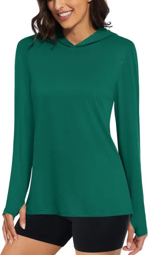 MAGCOMSEN Women's Sun Hoodie UPF 50  Rash Guard T Shirts Long Sleeve Athletic Hiking UV Protection Shirts