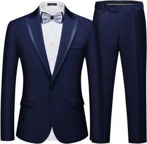MAGE MALE Men's 2 Piece Suit One Button Slim Fit Tuxedo Suits Formal Wedding Prom Blazer Pants Sets