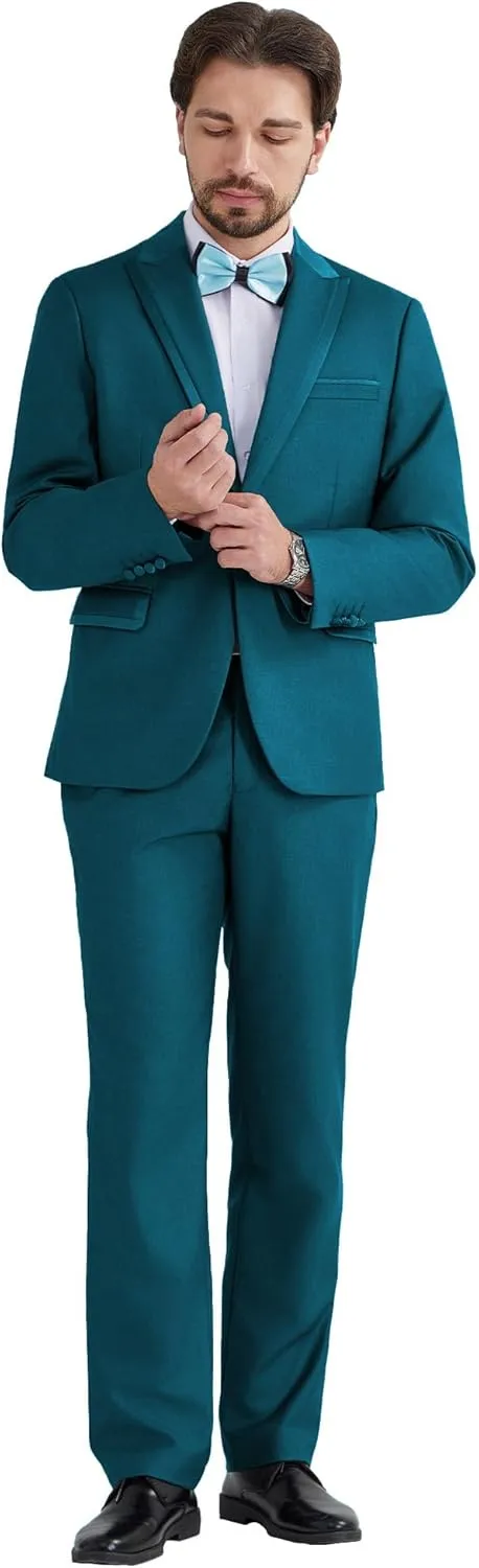MAGE MALE Men's 2 Piece Suit One Button Slim Fit Tuxedo Suits Formal Wedding Prom Blazer Pants Sets