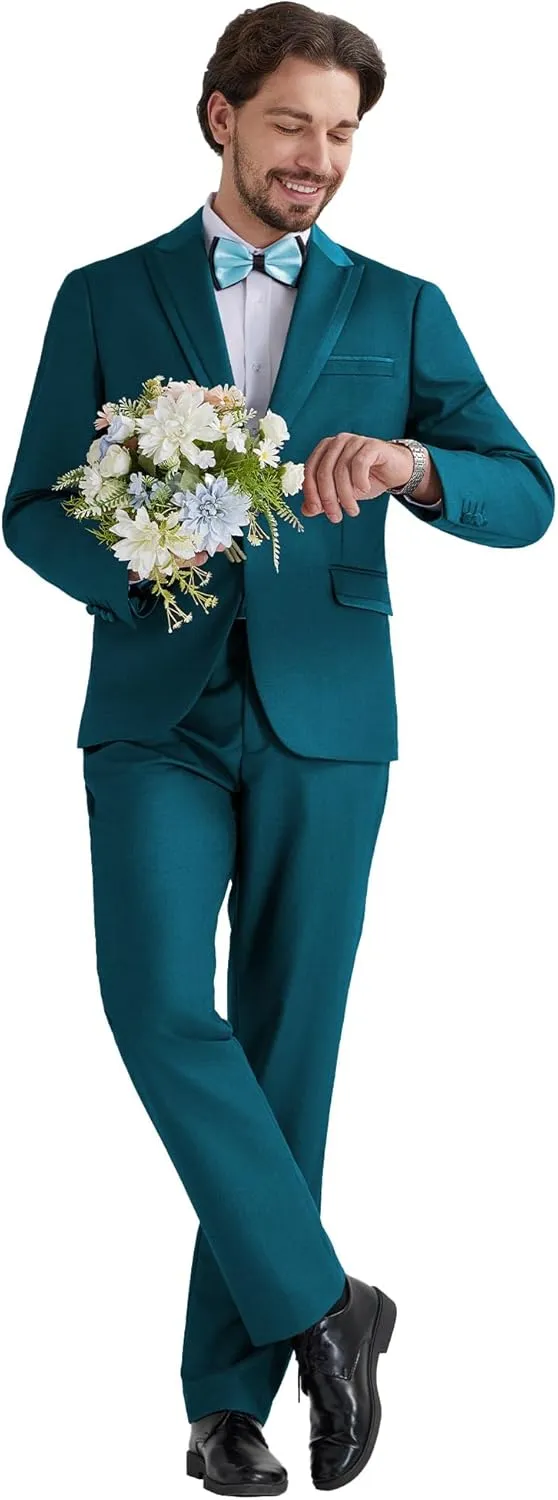 MAGE MALE Men's 2 Piece Suit One Button Slim Fit Tuxedo Suits Formal Wedding Prom Blazer Pants Sets