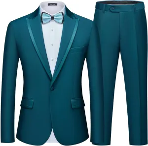 MAGE MALE Men's 2 Piece Suit One Button Slim Fit Tuxedo Suits Formal Wedding Prom Blazer Pants Sets