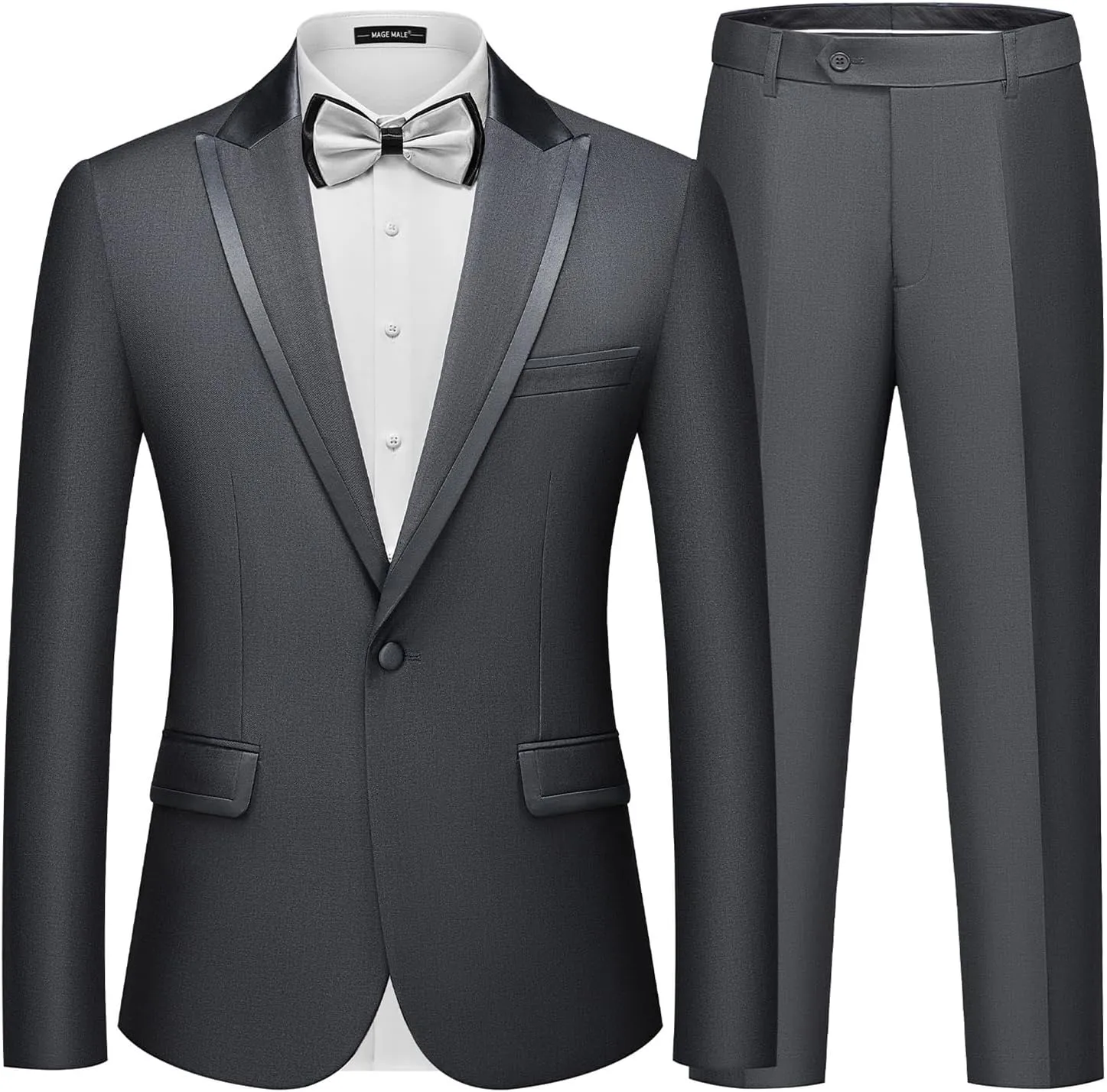MAGE MALE Men's 2 Piece Suit One Button Slim Fit Tuxedo Suits Formal Wedding Prom Blazer Pants Sets