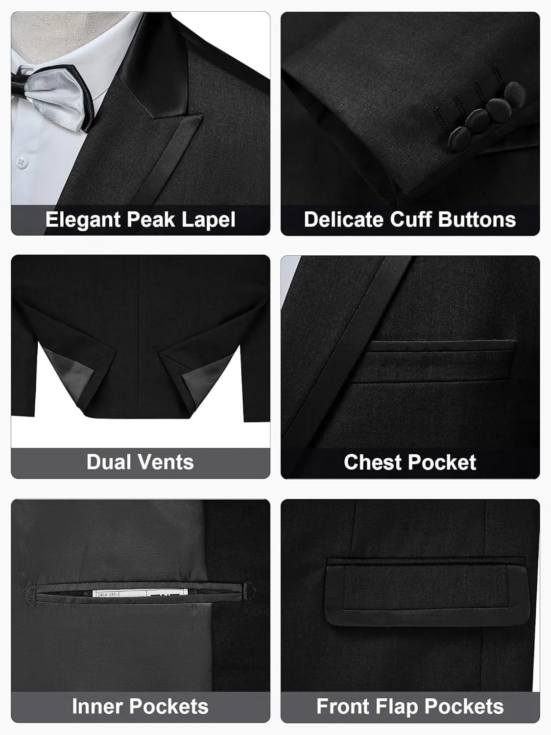 MAGE MALE Men's 2 Piece Suit One Button Slim Fit Tuxedo Suits Formal Wedding Prom Blazer Pants Sets