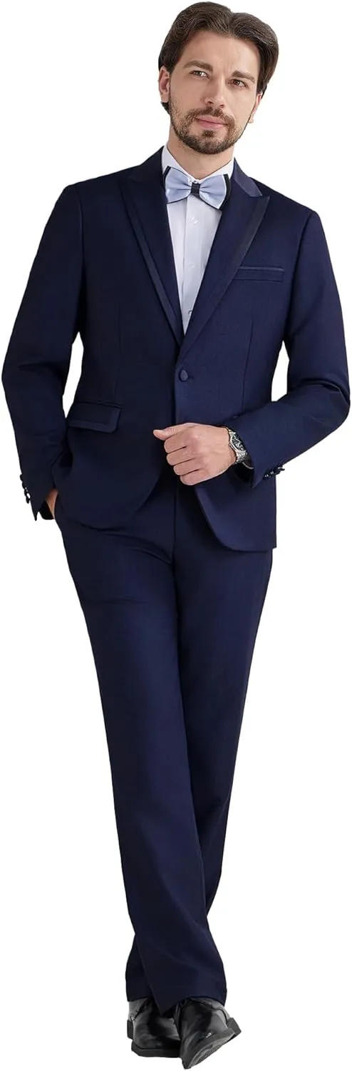 MAGE MALE Men's 2 Piece Suit One Button Slim Fit Tuxedo Suits Formal Wedding Prom Blazer Pants Sets