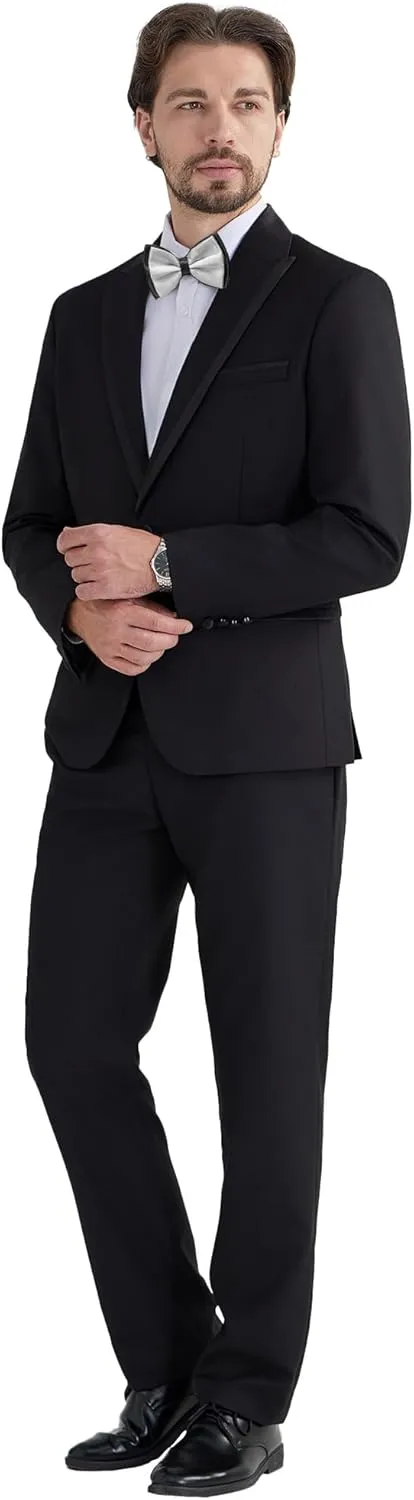 MAGE MALE Men's 2 Piece Suit One Button Slim Fit Tuxedo Suits Formal Wedding Prom Blazer Pants Sets