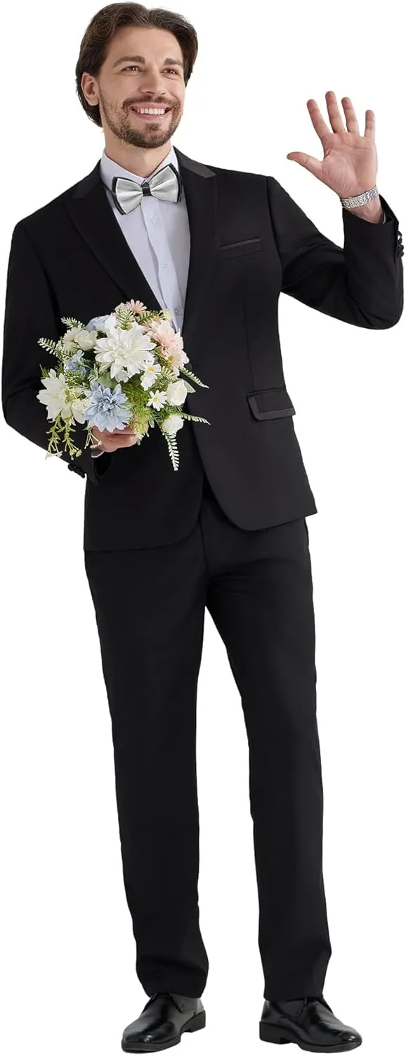 MAGE MALE Men's 2 Piece Suit One Button Slim Fit Tuxedo Suits Formal Wedding Prom Blazer Pants Sets
