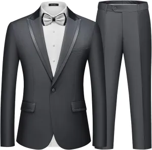 MAGE MALE Men's 2 Piece Suit One Button Slim Fit Tuxedo Suits Formal Wedding Prom Blazer Pants Sets