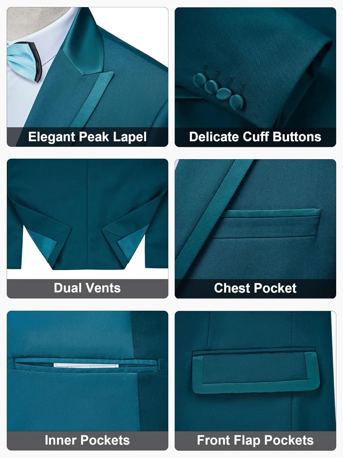 MAGE MALE Men's 2 Piece Suit One Button Slim Fit Tuxedo Suits Formal Wedding Prom Blazer Pants Sets