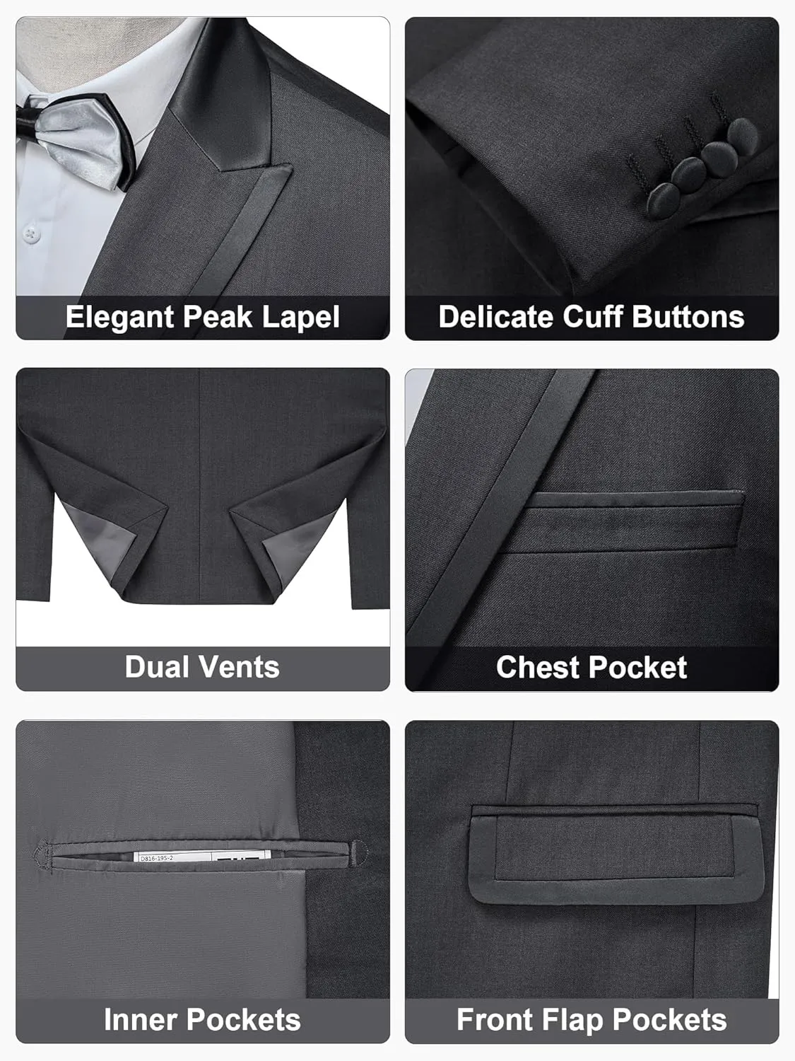MAGE MALE Men's 2 Piece Suit One Button Slim Fit Tuxedo Suits Formal Wedding Prom Blazer Pants Sets