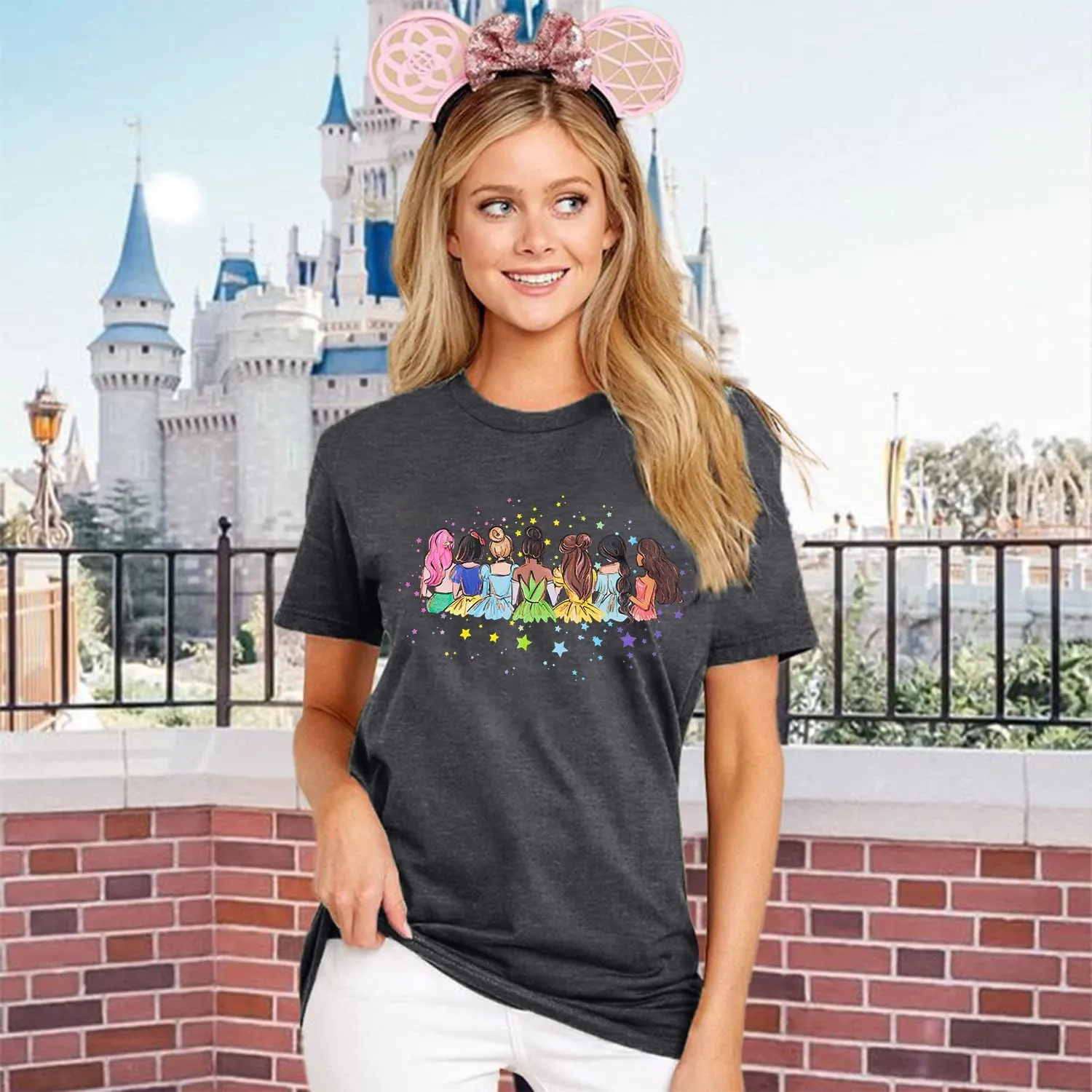 Magic Kingdom Shirts Castle T Shirts for Women Princess Castle Shirt Funny Vacation Trip Tee Casual Holiday Top