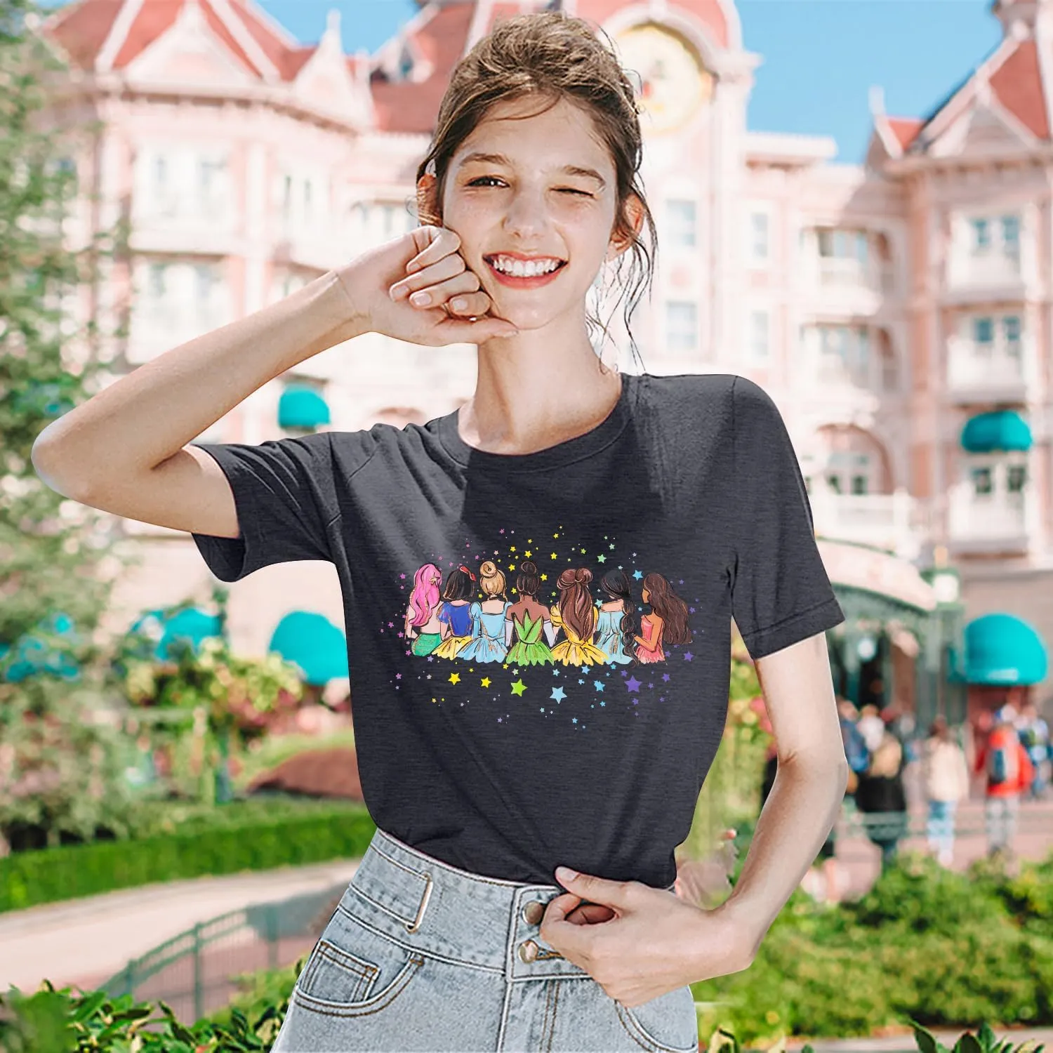Magic Kingdom Shirts Castle T Shirts for Women Princess Castle Shirt Funny Vacation Trip Tee Casual Holiday Top