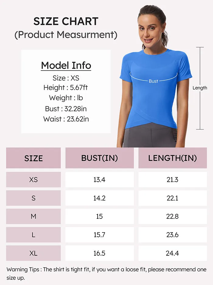 MathCat Slim Cross Hem Compression Workout T-shirt Lake Blue