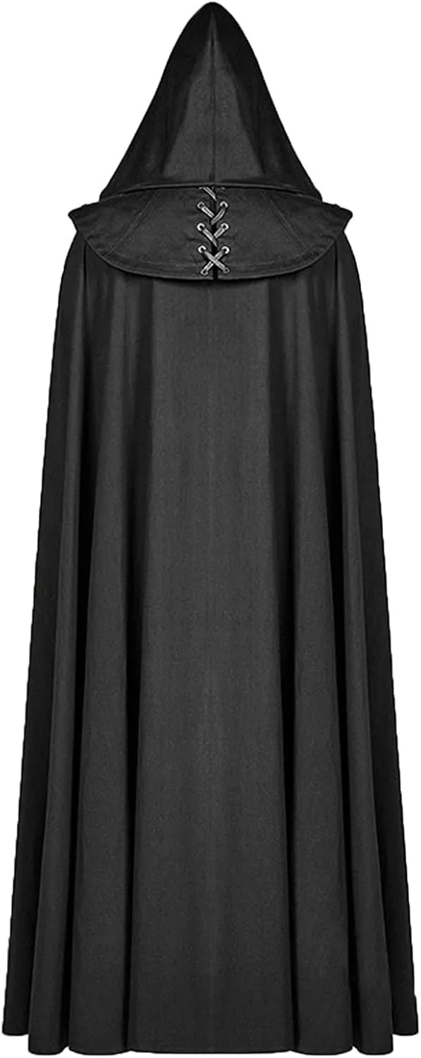 Medieval Cape with Hood for Men Plus Size Maxi Unisex Full Length Hooded Robe Halloween Cosplay Costumes Witch Cloak