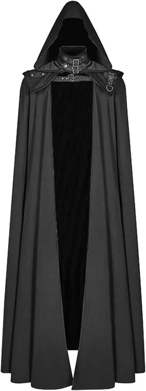 Medieval Cape with Hood for Men Plus Size Maxi Unisex Full Length Hooded Robe Halloween Cosplay Costumes Witch Cloak
