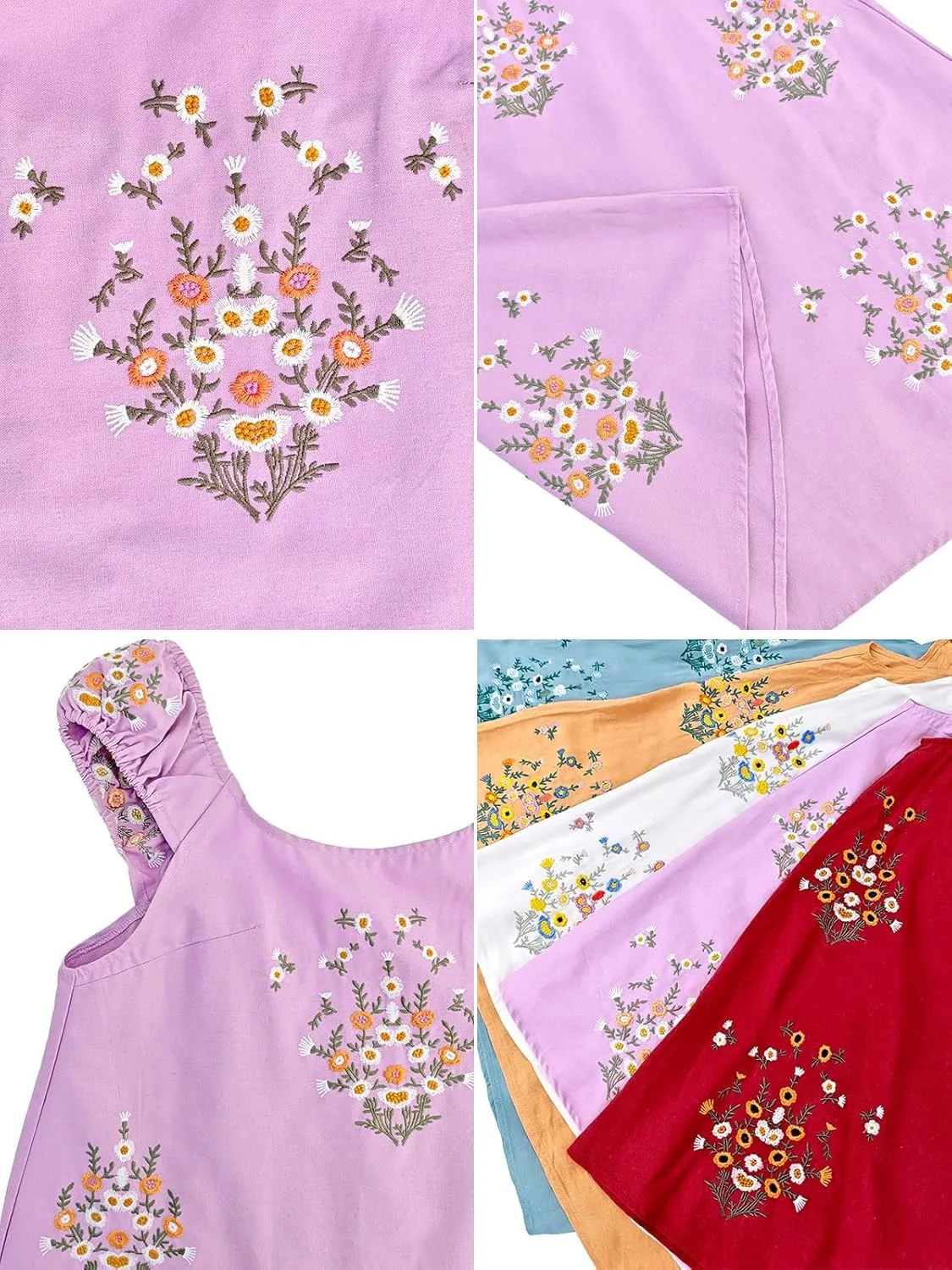Melliflo Womens Summer Floral Embroidered Mini Dress Boho Cute Babydoll Short Dress Casual Loose Beach Vacation Sundress