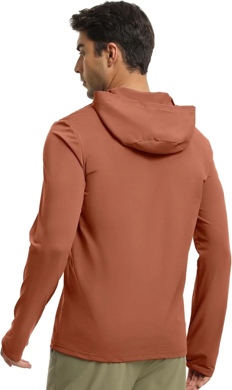 Men Athletic Hoodies Long Sleeve Fishing Shirts UPF 50  Sun Protection Dry Fit Wicking Hooded Running Shirts