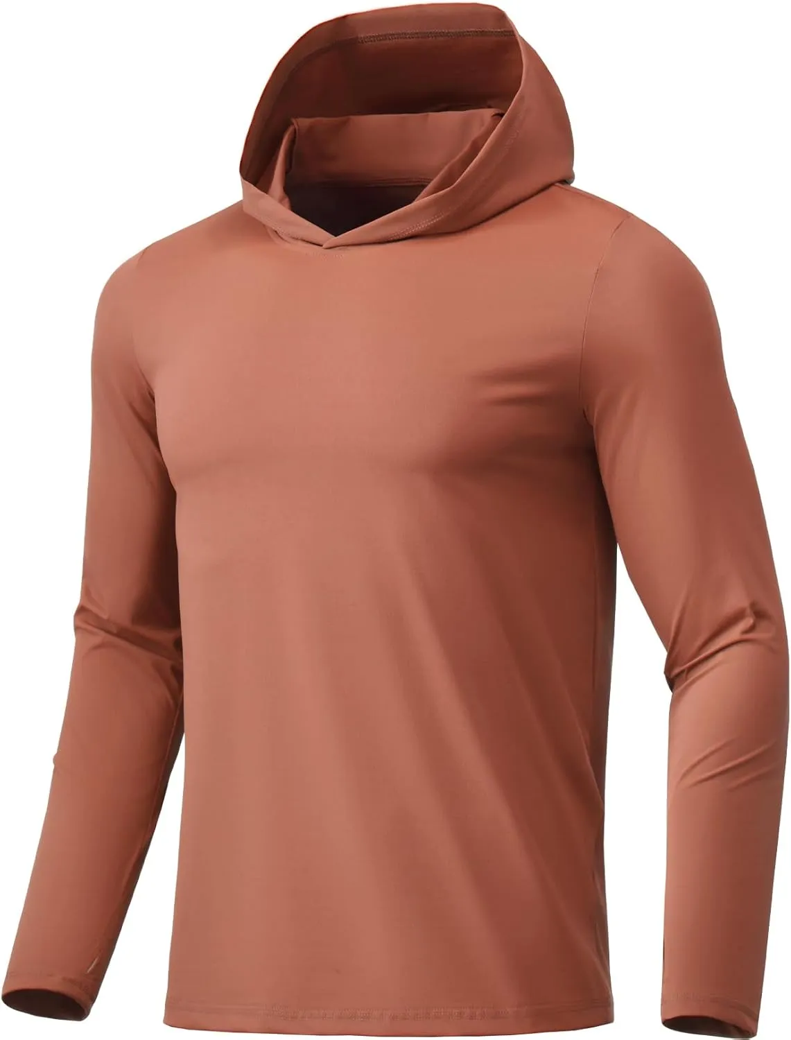 Men Athletic Hoodies Long Sleeve Fishing Shirts UPF 50  Sun Protection Dry Fit Wicking Hooded Running Shirts
